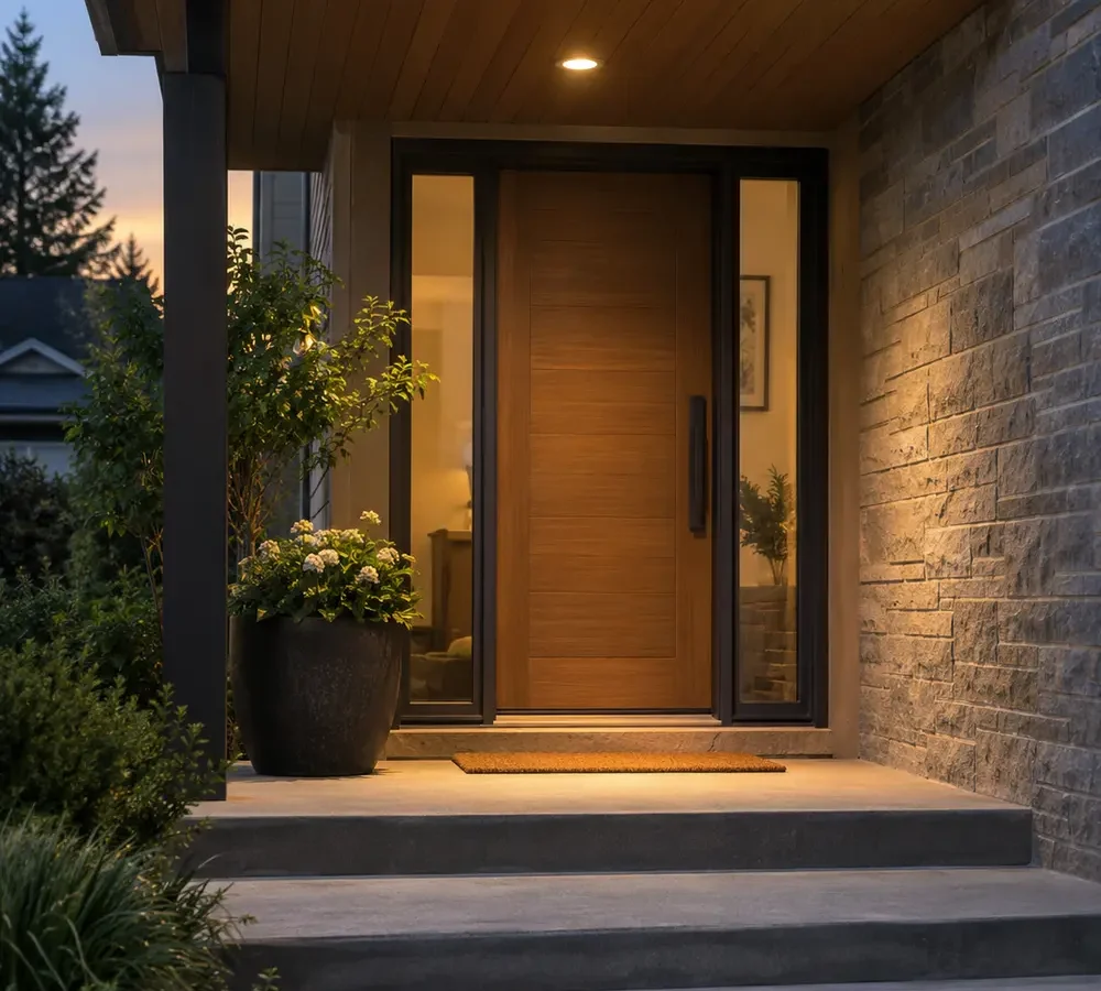 Downward lighting at a home entrance