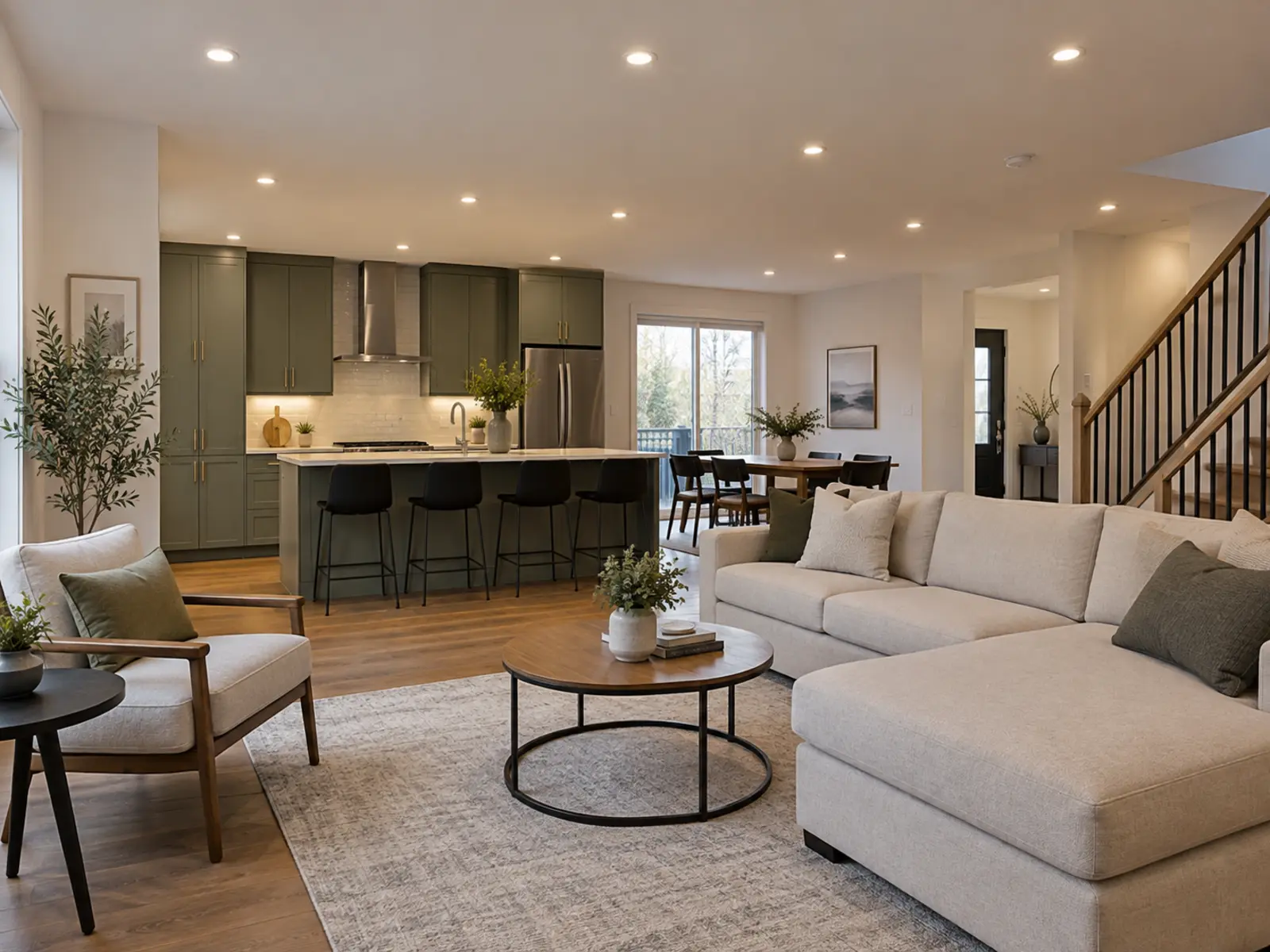 LED pot lights across a contemporary main floor