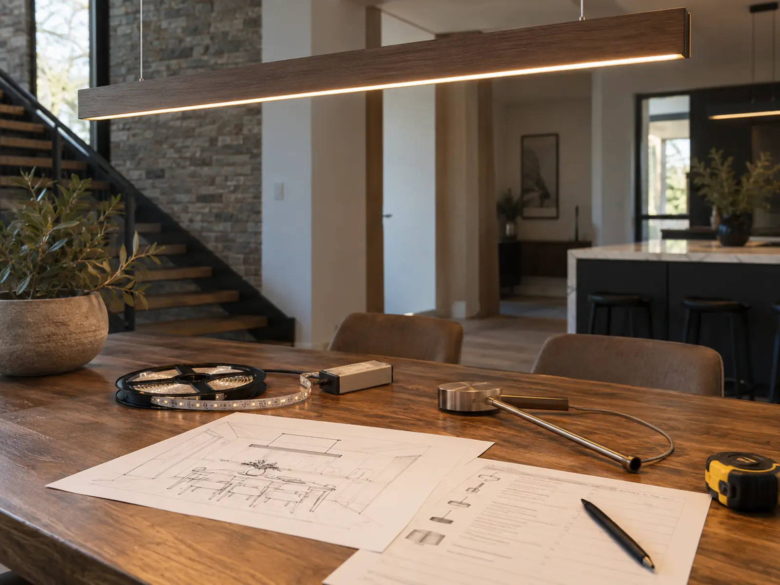 Pot-light fixture, room sketch and written estimate details