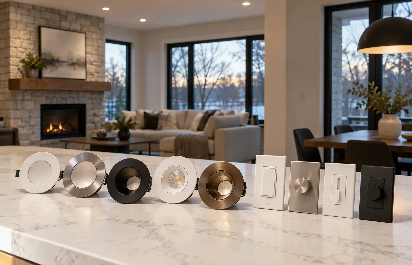 Recessed-light trims and dimmer options