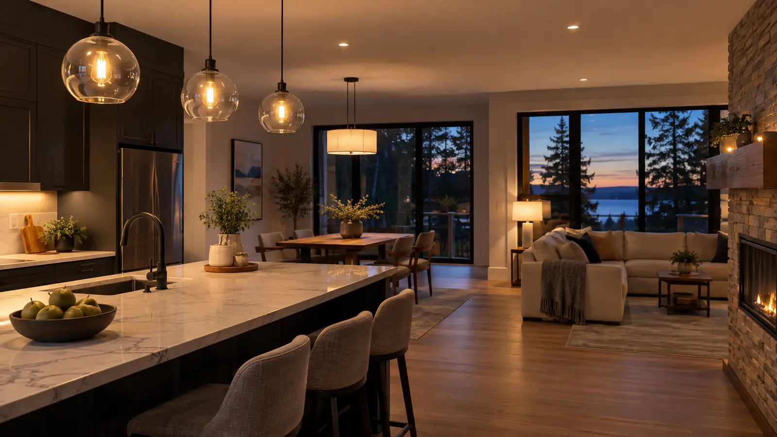 Separate lighting zones across a connected home interior